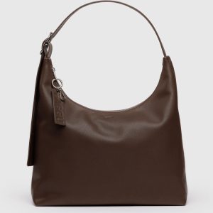 Recycled Leather Shoulder Bag Brown