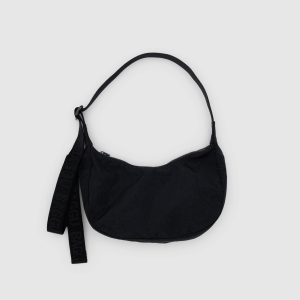 Small Nylon Crescent Bag Black