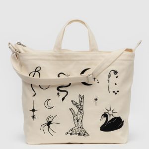 Horizontal Zip Duck Bag Embroidered Ballet Icons