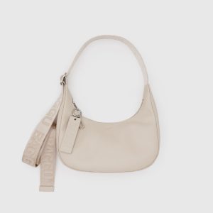 Small Recycled Leather Crescent Bag Stone
