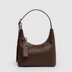 Mini Recycled Leather Shoulder Bag Brown