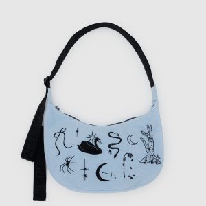 Medium Nylon Crescent Bag Embroidered Ballet Icons
