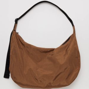 Large Nylon Crescent Bag Brown