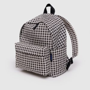 Medium Nylon Backpack Black & White Gingham