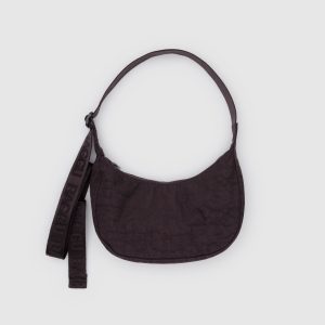 Small Nylon Crescent Bag Chocolate Plum