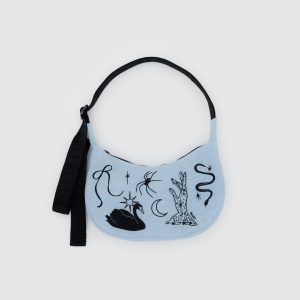 Small Nylon Crescent Bag Embroidered Ballet Icons