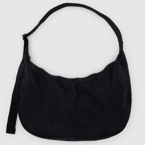 Large Nylon Crescent Bag Black