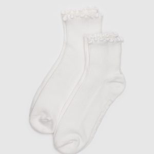 Lettuce Edge Sock Set of 2 White