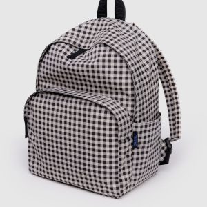 Large Nylon Backpack Black & White Gingham