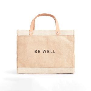 Petite Market Bag in Natural with BE WELL