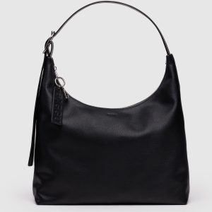 Recycled Leather Shoulder Bag Black