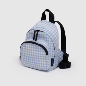 Mini Nylon Backpack Light Blue Gingham