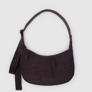 Medium Nylon Crescent Bag Chocolate Plum
