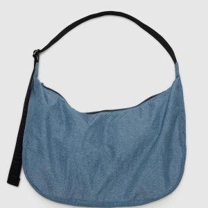 Large Nylon Crescent Bag Digital Denim