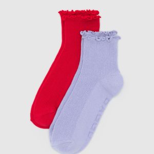 Lettuce Edge Sock Set of 2 Lavender & Red