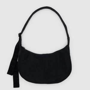 Medium Nylon Crescent Bag Black
