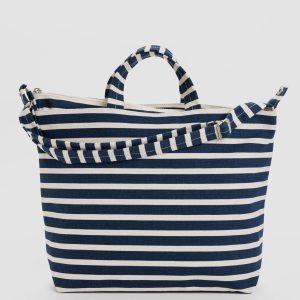 Horizontal Zip Duck Bag Navy Stripe
