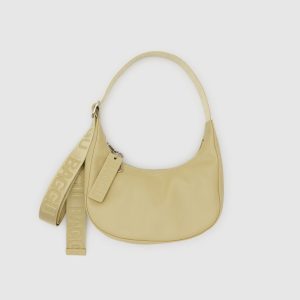 Small Recycled Leather Crescent Bag Straw
