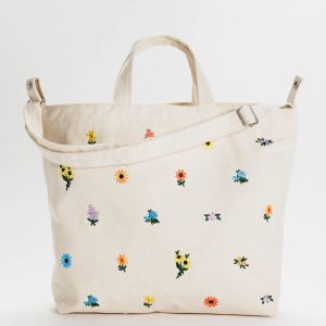 Horizontal Zip Duck Bag Embroidered Ditsy Floral
